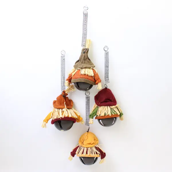 Lot of 4 Vintage Halloween Scarecrow Jingle Bells New 