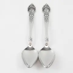 Lot of 2 National Stainless Rose & Leaf Pattern SS Oval Soup Spoons 7.5" New 