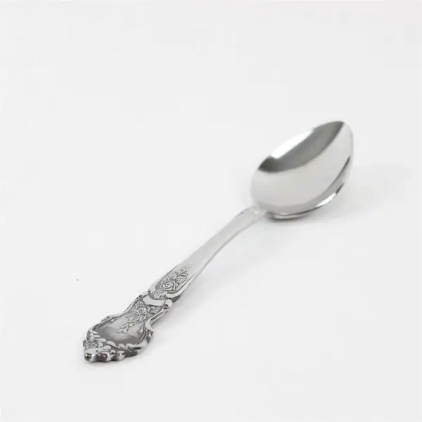 Lot of 2 National Stainless Rose & Leaf Pattern SS Oval Soup Spoons 7.5" New 