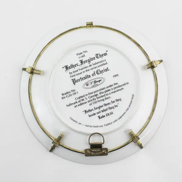 1991 W.S. George Portraits of Christ Collector Plate Father Forgive Them 8.5 in
