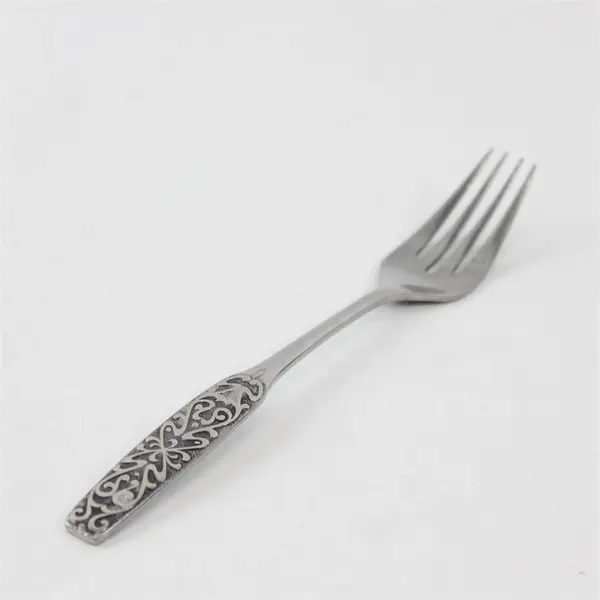 National Stainless Valinda Pattern SS Dinner Fork Black Accent Rare Item 7.75"