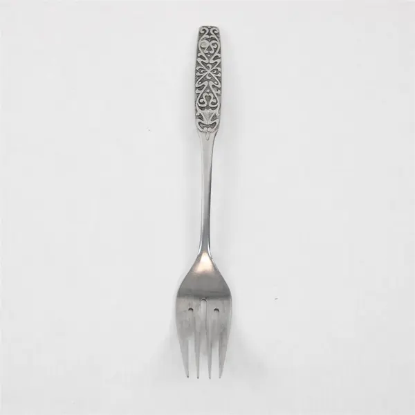 National Stainless Valinda Pattern SS Dinner Fork Black Accent Rare Item 7.75"