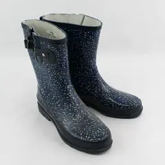 Western Chief Blue Raindrop Pattern Mid Calf Rubber Rain Boots Women Size 8