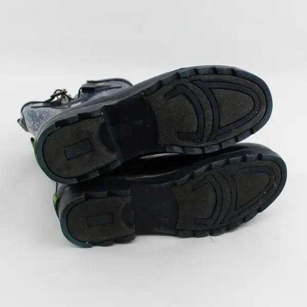 Western Chief Blue Raindrop Pattern Mid Calf Rubber Rain Boots Women Size 8