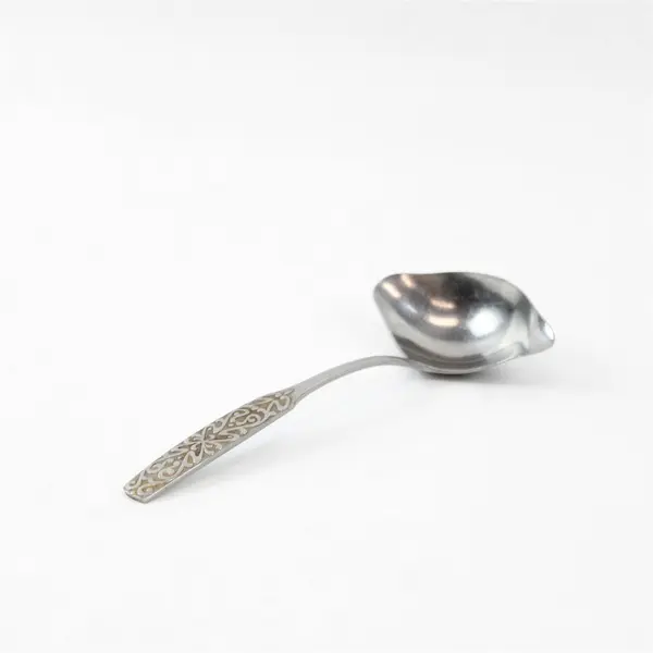 National Stainless Valinda Pattern SS Gravy Ladle Black Accent Rare Item 7"