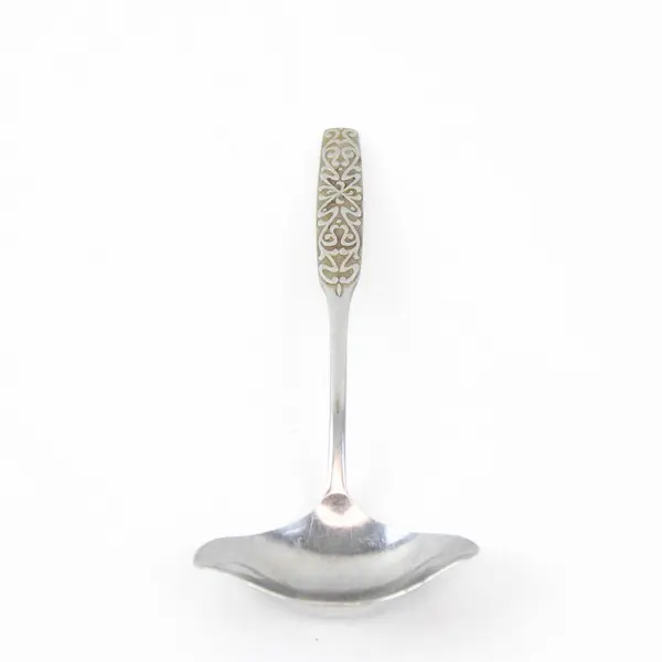 National Stainless Valinda Pattern SS Gravy Ladle Black Accent Rare Item 7"