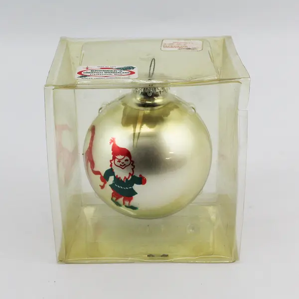  Bronner's  MCM Glass Austrian Scandinavian Christmas Ornament Elf With Goat NIP