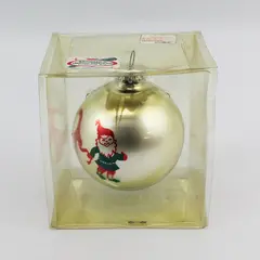  Bronner's  MCM Glass Austrian Scandinavian Christmas Ornament Elf With Goat NIP