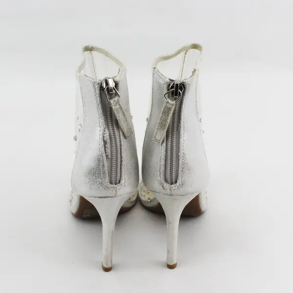 Jessica Simpson Clear Silver Rhinestone 3.5" Heel Booties Womens Size 5.5M