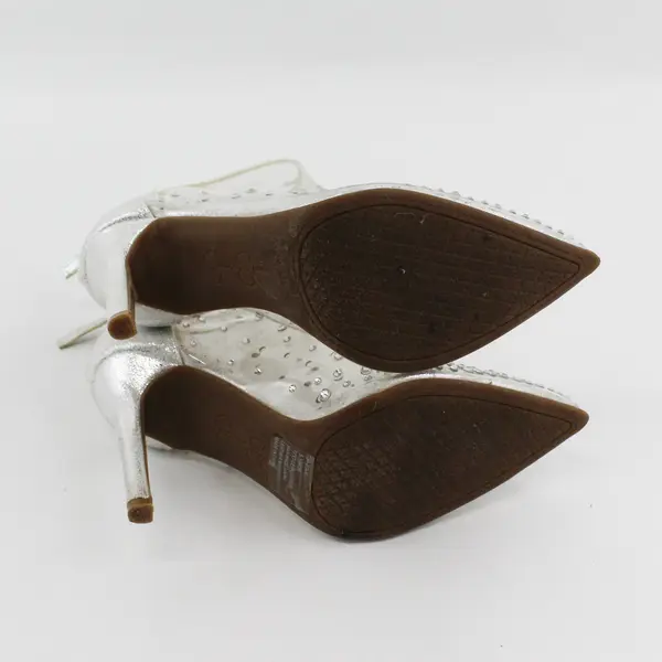 Jessica Simpson Clear Silver Rhinestone 3.5" Heel Booties Womens Size 5.5M