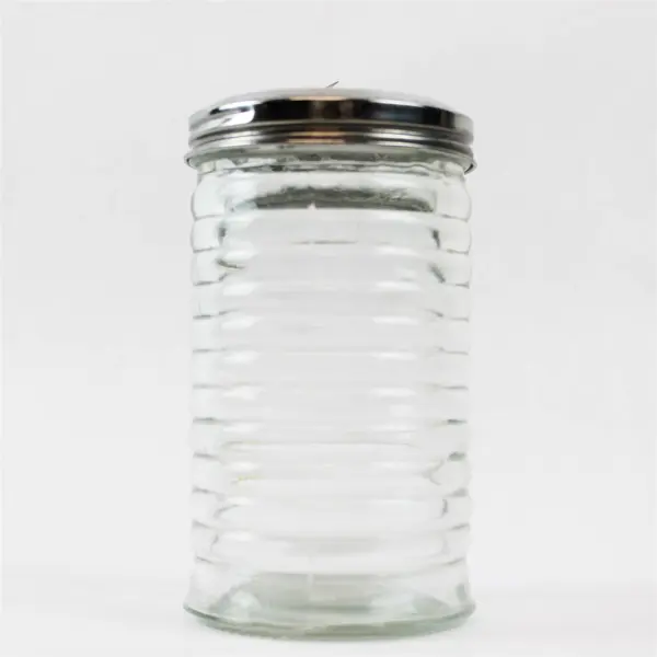 Vintage Ribbed Glass Diner Sugar Dispenser Stainless Steel Top