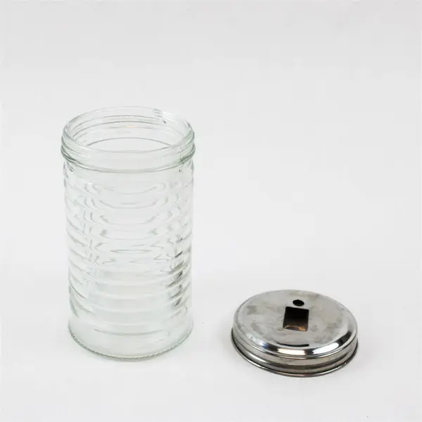 Vintage Ribbed Glass Diner Sugar Dispenser Stainless Steel Top