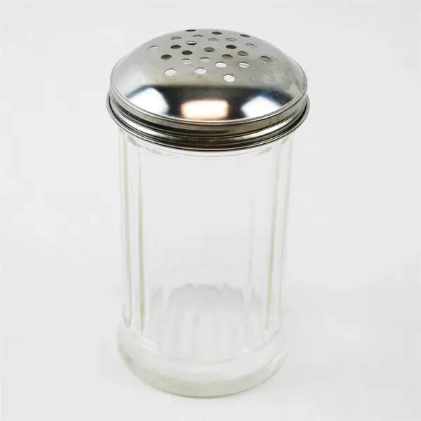 Vintage Ribbed Glass Shaker Pourer w/ Metal Top 5.5" Salt Pepper Sugar
