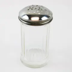 Vintage Ribbed Glass Shaker Pourer w/ Metal Top 5.5" Salt Pepper Sugar