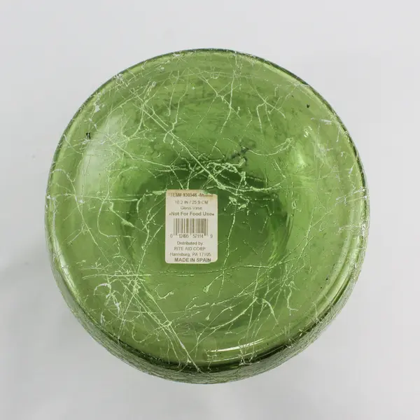 Vtg Rite Aid 10.5" Green Spaghetti String Glass Vase 930546 Spain
