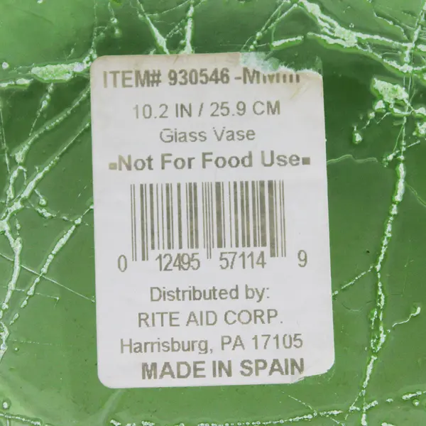 Vtg Rite Aid 10.5" Green Spaghetti String Glass Vase 930546 Spain