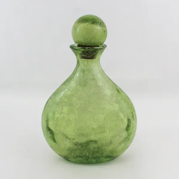  13.5" Green Spaghetti Glass Jar W/ Stopper Spain