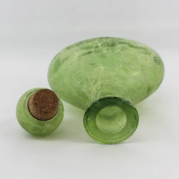  13.5" Green Spaghetti Glass Jar W/ Stopper Spain