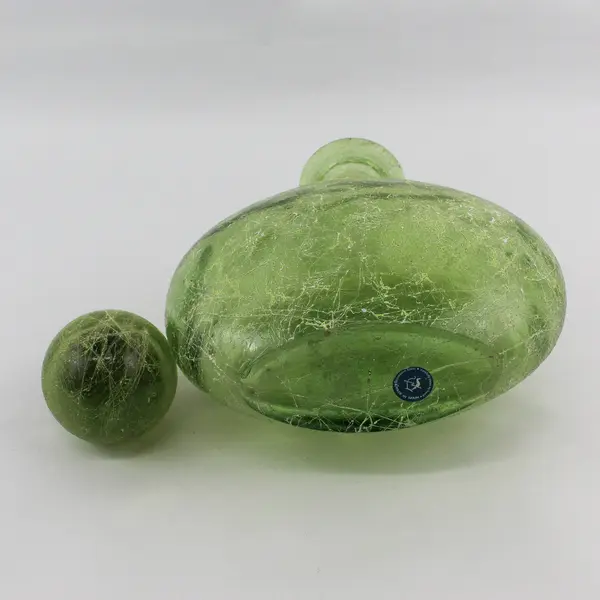  13.5" Green Spaghetti Glass Jar W/ Stopper Spain