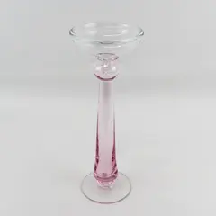 Vintage  Pink Glass Pedestal Candle Holder 13"