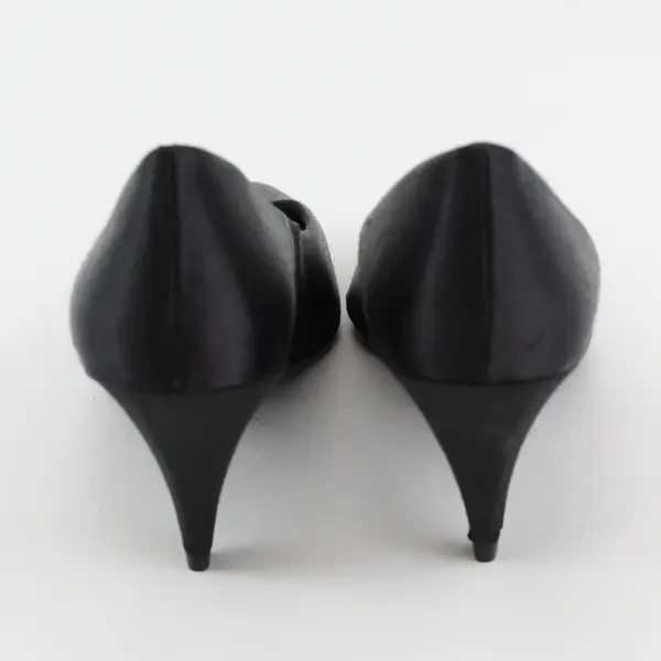 Connie Solid Black Pointed Toe Satin Kitten 3" Heel Pumps Womens Size 9