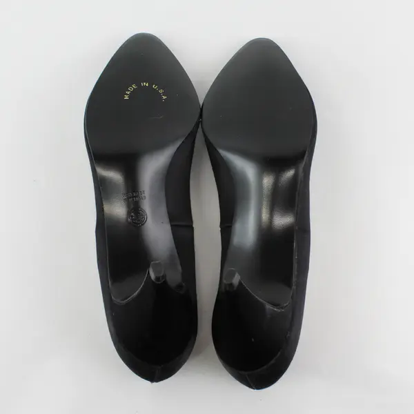 Connie Solid Black Pointed Toe Satin Kitten 3" Heel Pumps Womens Size 9