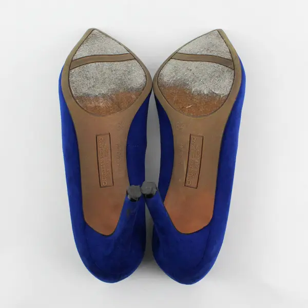 Christian Siriano For Payless Blue Suede Stiletto 3.75" Heels Women Size 6.5