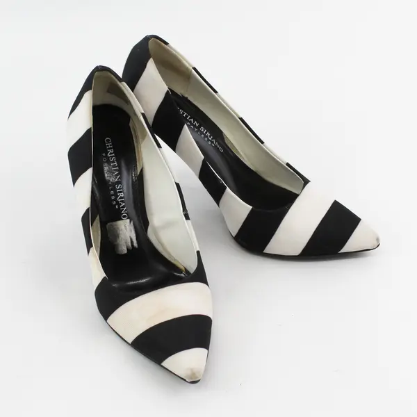 Christian Siriano For Payless Black/White Striped Stiletto 3.75" Heels Women 6