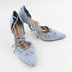 Christian Siriano Strappy Baby Blue Suede Stiletto 3.75" Heels Women Size 6.5