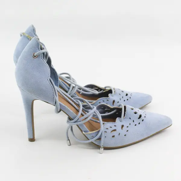 Christian Siriano Strappy Baby Blue Suede Stiletto 3.75" Heels Women Size 6.5