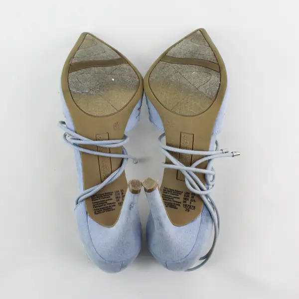 Christian Siriano Strappy Baby Blue Suede Stiletto 3.75" Heels Women Size 6.5