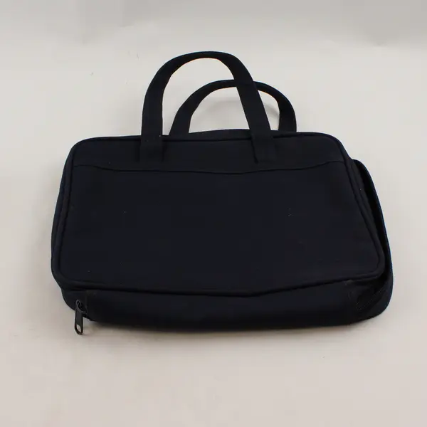 Footprints Scripture Canvas Bible Cover Bag Navy Blue Zipper Handle