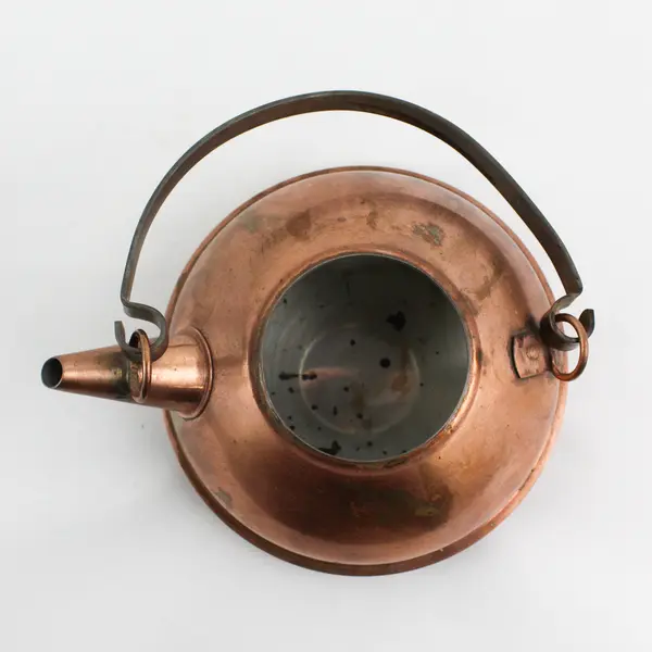 Antique Flat Bottom Ship's Copper Kettle With A Cup Lid