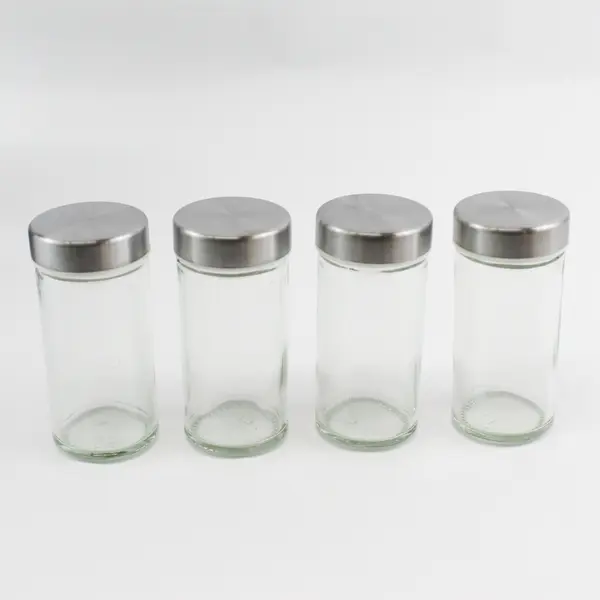 Stainless Steel And Glass 16 Jar Revolving Spice Rack With Labels