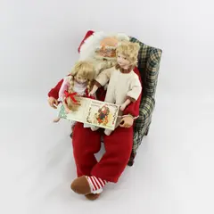 Handmade Santa Sitting And Reading To Children Christmas Decor Piece