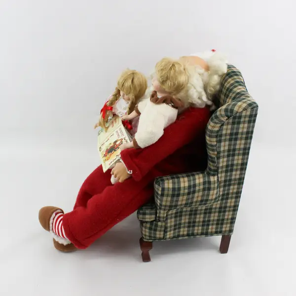 Handmade Santa Sitting And Reading To Children Christmas Decor Piece