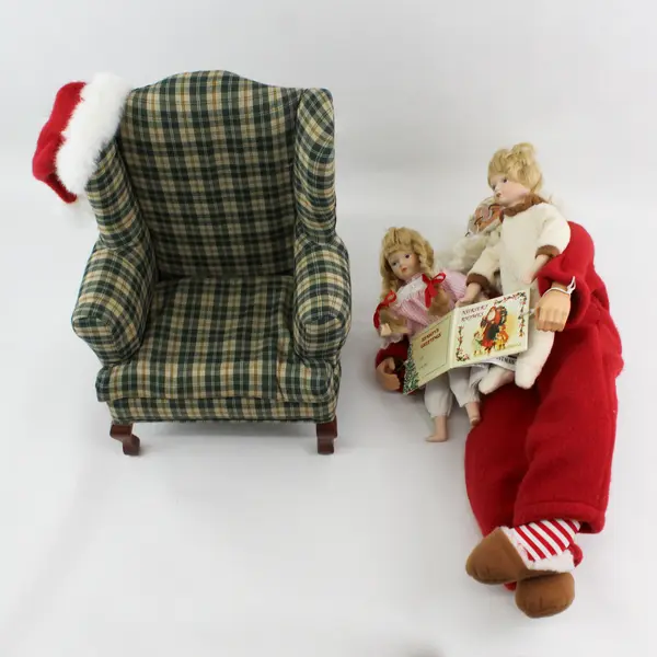 Handmade Santa Sitting And Reading To Children Christmas Decor Piece