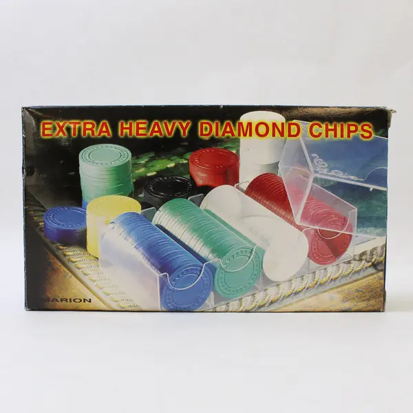 Set Of 100 Pieces Marion Extra Heavy Diamond Chips (50 White, 25 Blue, 25 Red)