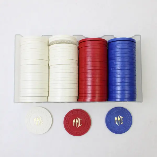 Set Of 100 Pieces Marion Extra Heavy Diamond Chips (50 White, 25 Blue, 25 Red)