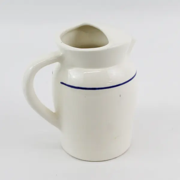 White Ceramic Pitcher Or Creamer With Cobalt Blue Pineapple 5.5"