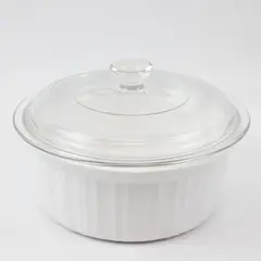 CorningWare F-5-B 1.6 Qt White Ceramic Baking Dish with Lid - Used