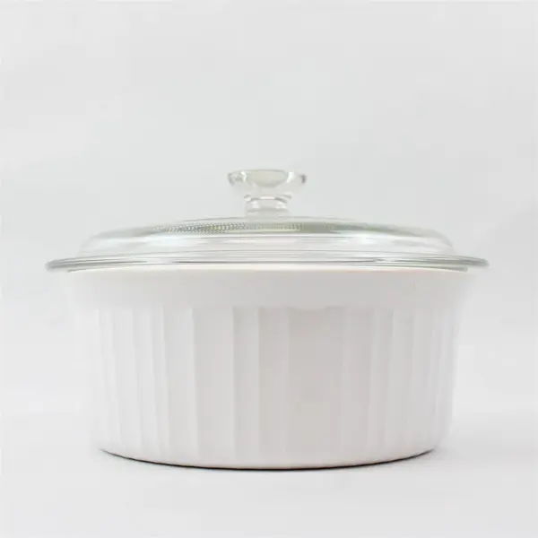 CorningWare F-5-B 1.6 Qt White Ceramic Baking Dish with Lid - Used