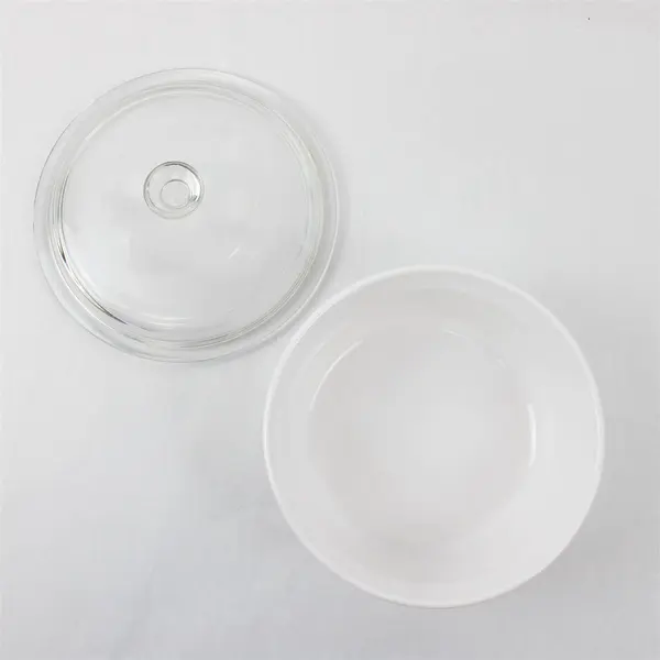 CorningWare F-5-B 1.6 Qt White Ceramic Baking Dish with Lid - Used