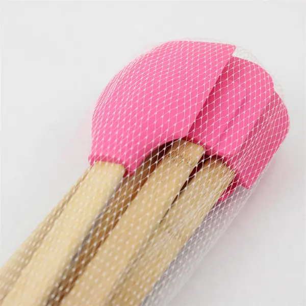 New Set of 8 Chefs Atelier Pink Silicone Spatulas Wooden Handles