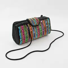 Multicolor Beaded Sequin Crossbody Hard Shell Purse
