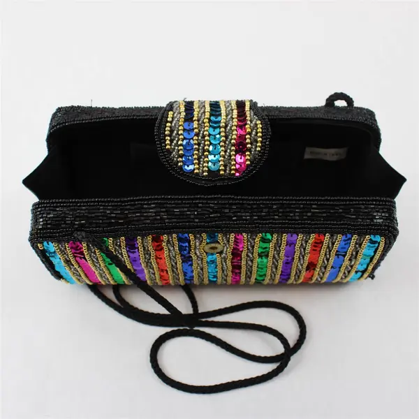 Multicolor Beaded Sequin Crossbody Hard Shell Purse