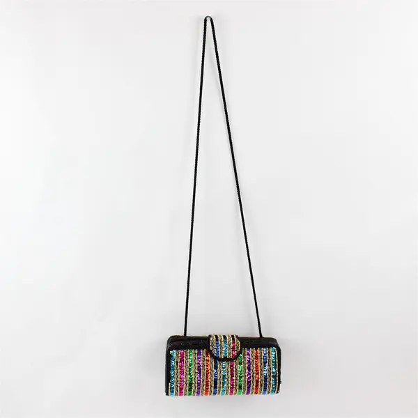 Multicolor Beaded Sequin Crossbody Hard Shell Purse