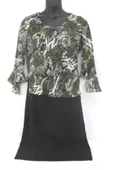 GNW Floral Blouse & Positive Attitude Black Skirt Set Size L/14 Pre-Owned