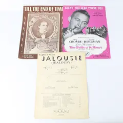 Lot Of 3 Vintage Music Sheets 1945 Featuring Aren't You Glad You're You 