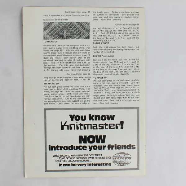 Vintage Modern Knitting Magazine Machine Knitting July 1971 With Tension Chart